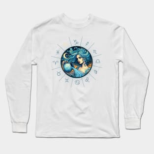 ZODIAC Aquarius - Astrological AQUARIUS - AQUARIUS - ZODIAC sign - Van Gogh style - 3 Long Sleeve T-Shirt